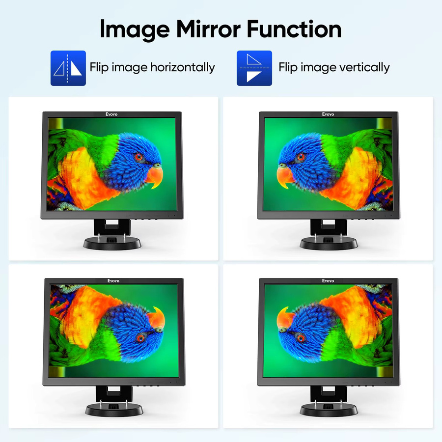 Eyoyo 14 Zoll LCD-HDMI-Monitor in Schwarz mit 1024 x 768 Auflösung, VGA, AV und BNC Eingang sowie integrierten Lautsprechern und Fernbedienungsunterstützung - Bild 3