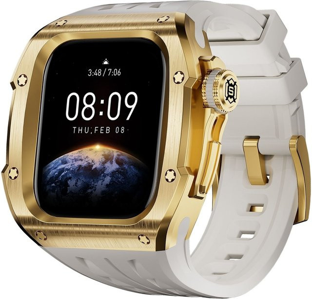 Wigento Uhrenarmband für Apple Watch Series 10, 46mm, Silikon, Metall Gehäuse - Bild 1