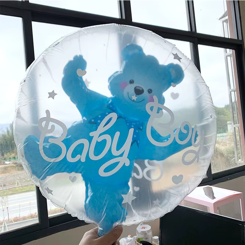 LQZZY Set mit 5 transparenten Bär und Herz Blasenballons in Pink für Babyparty und Geburtstagsfeier - Bild 2
