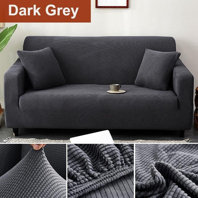 Elastischer Polarfleece Sofaüberwurf für Sessel und Sofas in Dunkelgrau, Breite: 90-130 cm - Bild 1