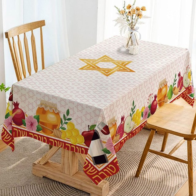 Wasserdichte Tischdecke Shana Tova von JMG Household Supplies, weiß, B/B: 90 x 140 cm - Bild 1