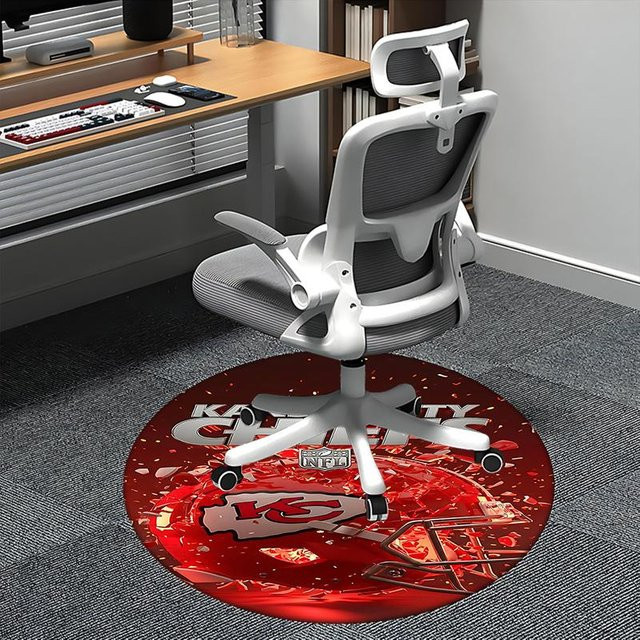 Kansas City Chiefs NFL Stuhlmatte von Yi Xin One, runder Teppich in Rot, Durchmesser: 80 cm - Bild 1