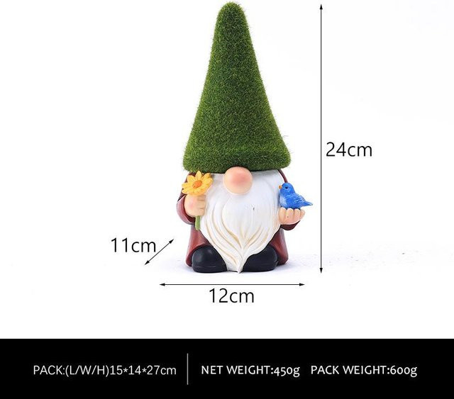 Yiran Furniture Cartoon Garten-Goblin Harzornament, Niedrige Zwergenstatue für Garten und Bonsai in Blau, Rot oder Mehrfarbig, Höhe: 11,0 cm, Breite: 24,0 cm - Bild 1