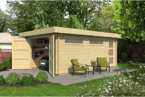 WEKA Garage aus Holz in Braun, B/T: 422,7 x 600 cm - Bild 1