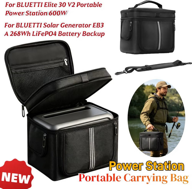 BLUETTI Elite 30 V2 Reise-Tragetasche für Solargenerator EB3A, wasserdichte Tasche mit Griff und Riemen, Schwarz - Bild 1