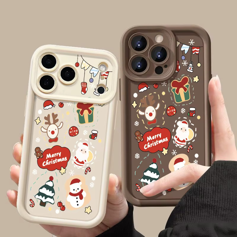 MOESOE Silikon Handyhülle mit Weihnachtsmusterdruck für iPhone 12 bis 17 Pro Max, luftstoßfest, blau/mehrfarbig - Bild 1