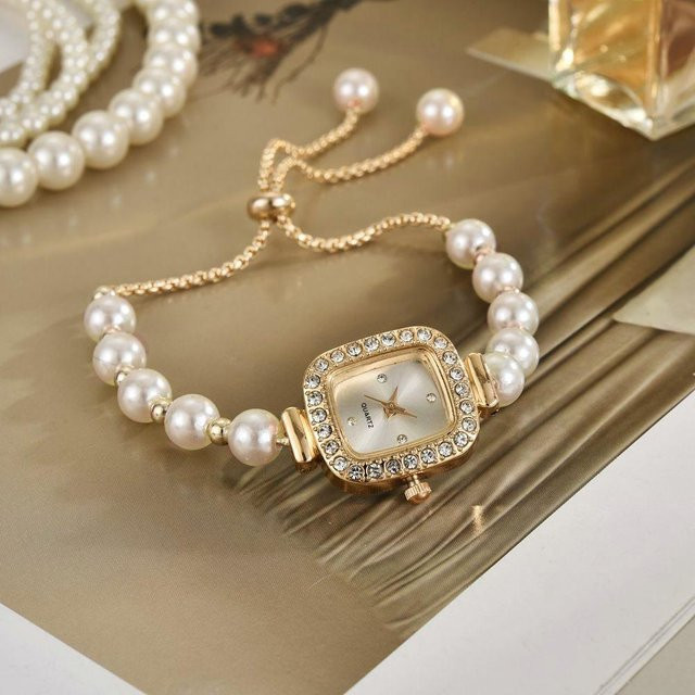 Armbanduhr Legierung, Quarz, beige, Damen - Bild 1