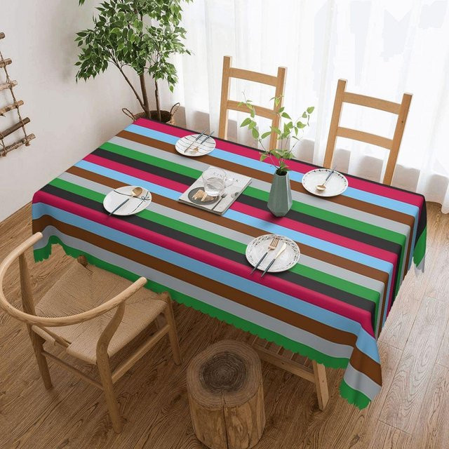 Personalisierbare Harlequins Rugby Tischdecke von JINGYUE Pet, rechteckig, wasserabweisend, gestreift, Mehrfarbig, B: 137 cm, L: 183 cm - Bild 1