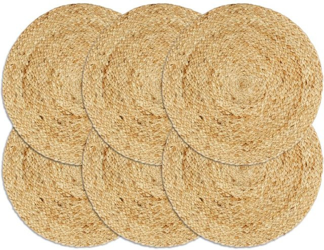 MobelMall Tischsets 6er Set aus Jute in Braun und Beige, rund, Durchmesser: 38 cm - Bild 1