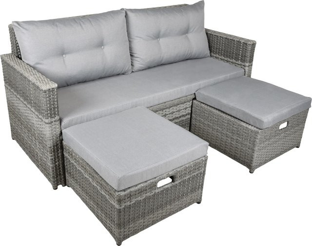 Garden Pleasure Lounge-Sofa Malta in Grau mit Polsterkissen aus UV-beständigem Polyester, B/T/H: 180 x 86 x 76 cm - Bild 1