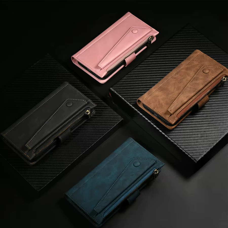 Luxus Leder-Kartenetui Flip-Cover für Samsung Galaxy A56 5G, A55, A35, A25, A54, A36, A26, A16, A17, A37 in Blau und Braun - Bild 6