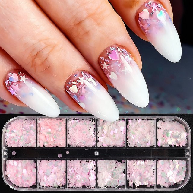 Full Beauty Nagelpailletten, Rosa, Schimmernd, 12er-Set - Bild 1