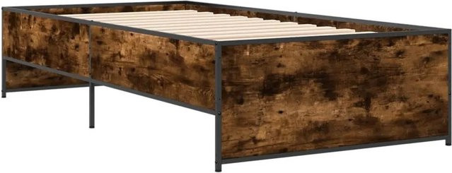 vidaXL Bettgestell aus Holzwerkstoff und Metall in Räuchereiche, Farbe Braun, B/H: 75 x 190 cm - Bild 1