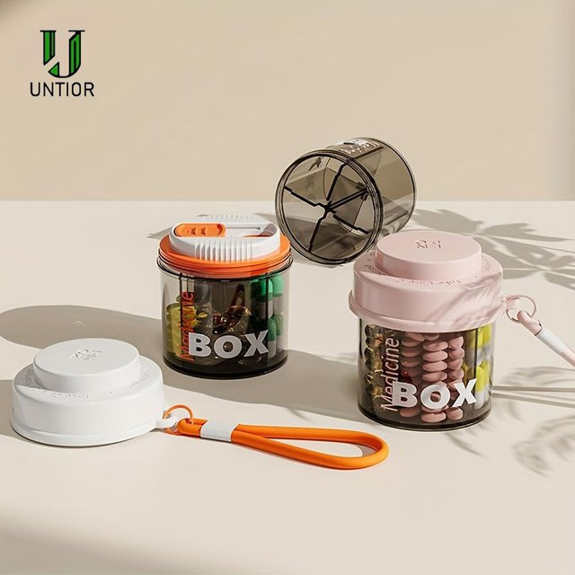 UNTIOR Pillendose, 4 Fächer, weiß, Unisex - Bild 1