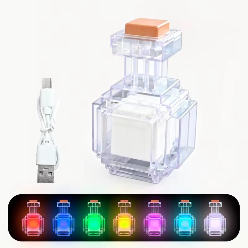 Haifeng MC Game LED-Nachtlicht in Pixel-Stil, wiederaufladbare Trankflaschen-Tischlampe mit 7 Farben, Multicolor - Bild 7