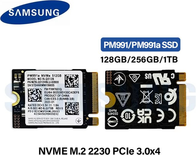 Samsung PM991a M.2 2230 NVMe SSD Internes Solid-State-Laufwerk PCIe 3.0 x 4 1 TB Schwarz - Bild 1