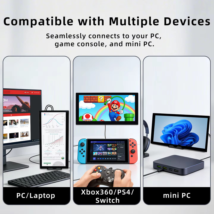 iPistBit 10,1 Zoll IPS HD LCD-Monitor mit 1520 x 720 Display in Schwarz für Raspberry Pi 5/4B/3B+ und Windows - Bild 3