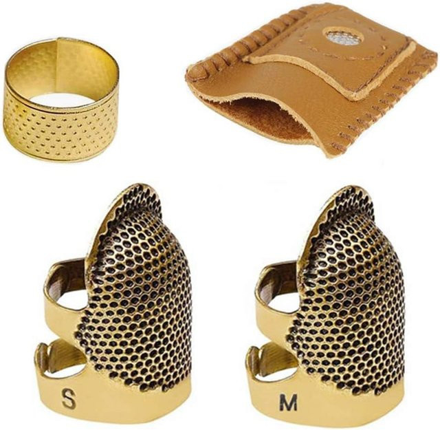 OZXHIXU Vintage Fingerhut in Gold als rutschfester Fingerschutz für das Nähen - Bild 1