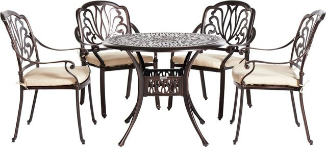 Beliani Gartentisch Set ANCONA aus Aluminium in Dunkelbraun mit Tisch und 4 Stühlen, B/T/H: 90 x 90 x 97 cm - Bild 1