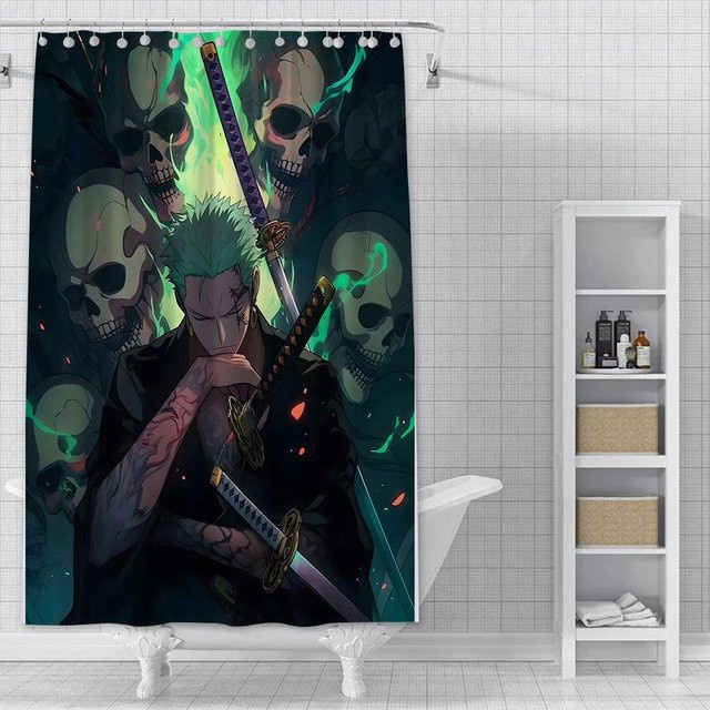 Wasserfester Duschvorhang mit Anime Luffy Motiv von Baifenbai Home Furnishing, bunt, Polyester, B/H: 180 x 180 cm - Bild 1