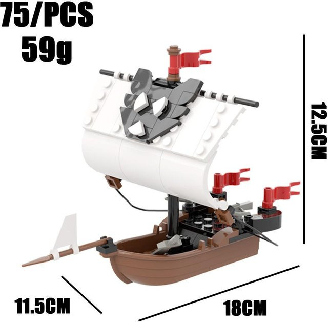 DBPALY Mittelalterliche Segelschiffe Treibendes Floß Piratenkanonenboot, Bausteine, ab 6 Jahren - Bild 1