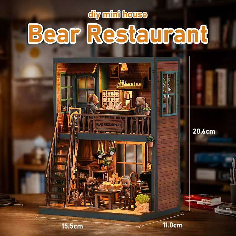 zuuton Holz Mini DIY Puppenhaus Kit, 3D Puzzle, Bunt / Mehrfarbig - Bild 2