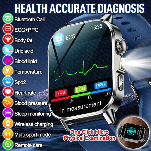 GUHUAVMI Smartwatch für Herren in Schwarz mit EKG, Blutdruck, Blutsauerstoff und Bluetooth-Anruffunktion - Bild 1