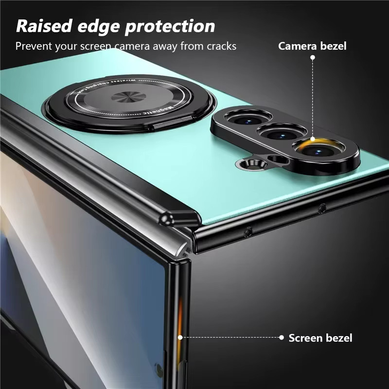 Luxuriöse High-End Schutzhülle mit Beschichtungsrahmen und magnetischem Rind-Standplatz für Samsung Galaxy Z Fold 7, 6, 5, 4 mit Glasbildschirm und integrierter Anti-Drop-Abdeckung in Blau oder Grün - Bild 5