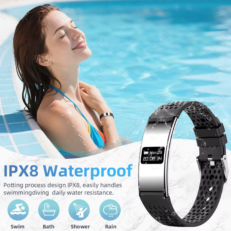 LIGE Smartwatch Fitness-Tracker mit Herzfrequenz- und Stressmonitor, wasserdichtes Smart-Armband mit Anruferinnerung und 2 Armbändern, Farbe: Schwarz - Bild 5
