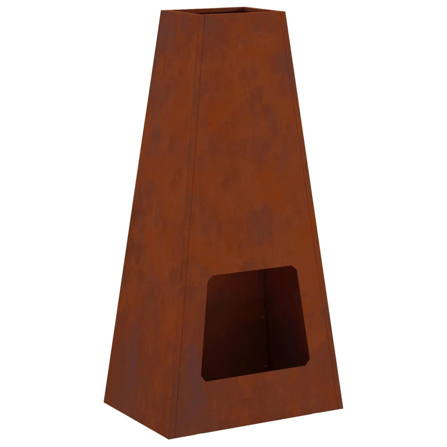 vidaXL Chiminea Feuerstelle aus wetterfestem Stahl in Braun, Höhe: 100 cm, Breite: 50 cm, Tiefe: 35 cm - Bild 2