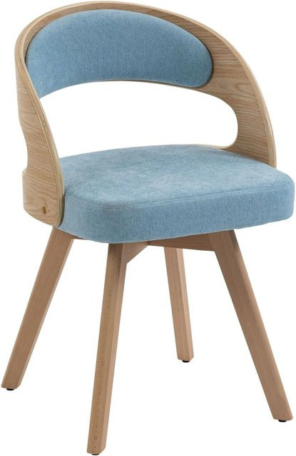 PXloue 2er-Set Esszimmerstühle drehbar in Blau aus Leinen mit Buchenholzbeinen, Breite: 46,0 cm, Tiefe: 41,0 cm, Höhe: 75,0 cm - Bild 1