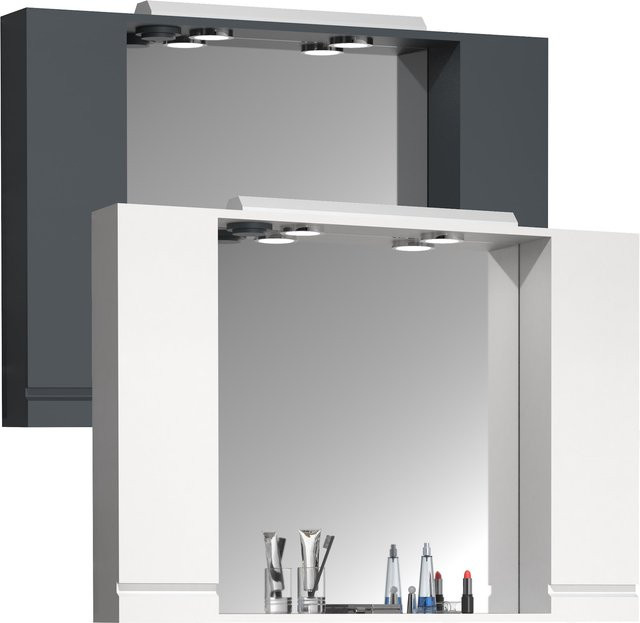 VCM Badschrank Silora XL mit LED-Beleuchtung in Weiß, H x B x T: 71 x 100 x 14 cm - Bild 1
