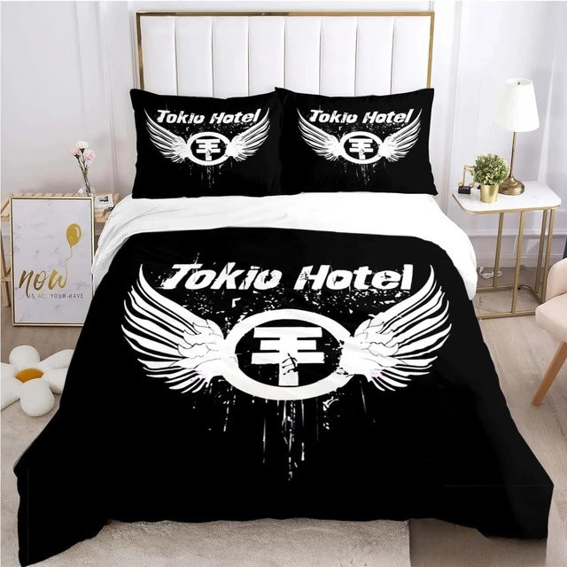 Bettwäsche-Set Tokio Hotel Band von Flylo mit Bettbezug und Kissenbezug in Schwarz, B/H: 135 x 200 cm - Bild 1