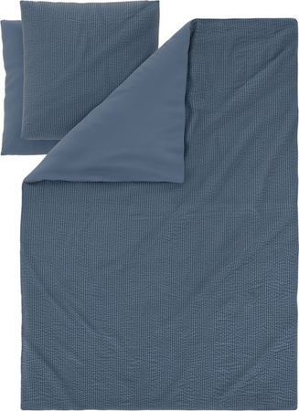 LIVARNO Seersucker-Wendebettwäsche mit Blumenmuster in Blau, B/H: 200 x 220 cm