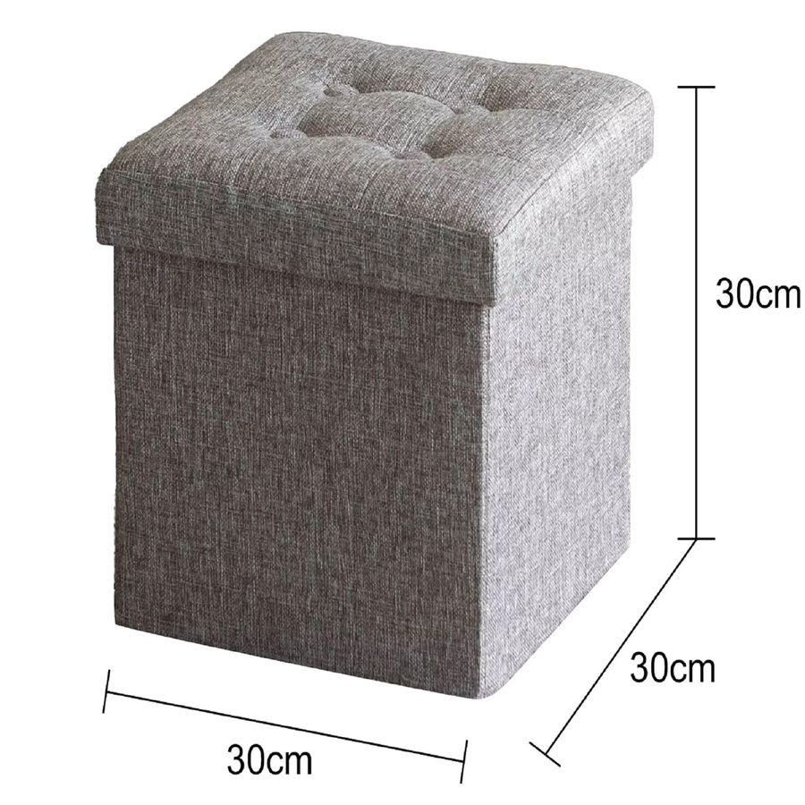 Oak & Tea Klappbarer Sitzhocker mit Stauraum und weicher Polsterung in Braungrau, B/T/H: 30 x 30 x 30 cm - Bild 2