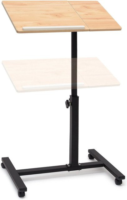 Relaxdays Laptoptisch aus Holz in Gelb, höhenverstellbar und neigbar mit Rollen, B/T: 60 x 40,5 cm, Höhe: 58 bis 95 cm - Bild 1