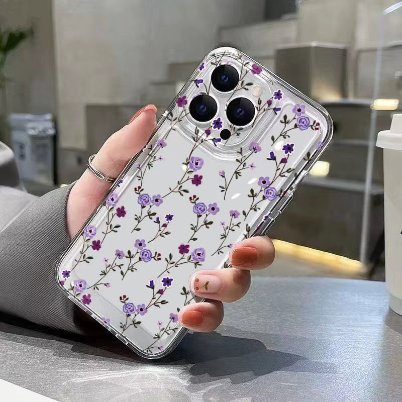 Transparente Handyhülle mit buntem Blumenmuster für Samsung Galaxy S26 S25 S24 S23 S22 Ultra Plus S21 FE A16 A36 A35 A55 A34 A54 A53 - Bild 3