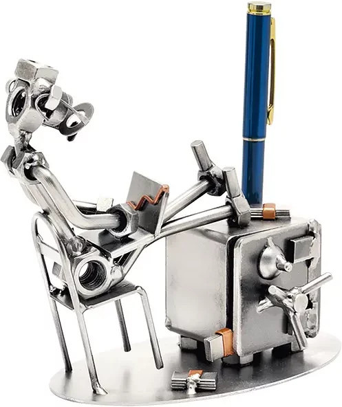 Hinz & Kunst Schraubenmännchen Banker Stiftehalter aus Metall in Silber - Bild 1