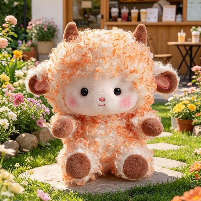 Yiran toy Romantische Locken Kleine Lamm, Plüschtier, 20cm, Rosa - Bild 1
