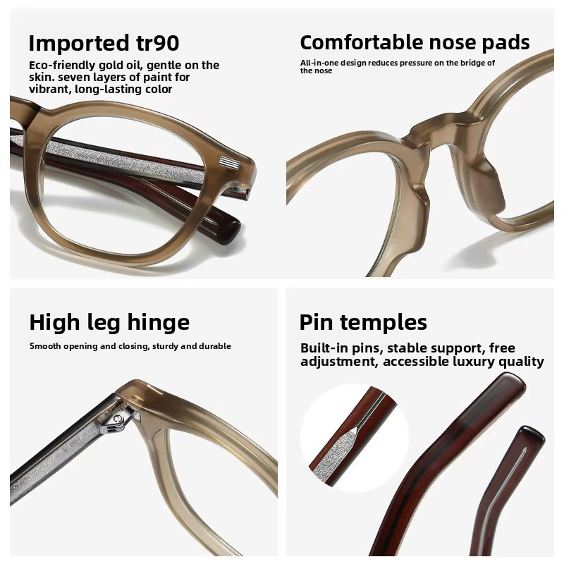 CLLOIO Korrektionsbrille, runde Lesebrille, Vollrand, TR90, braun - Bild 2