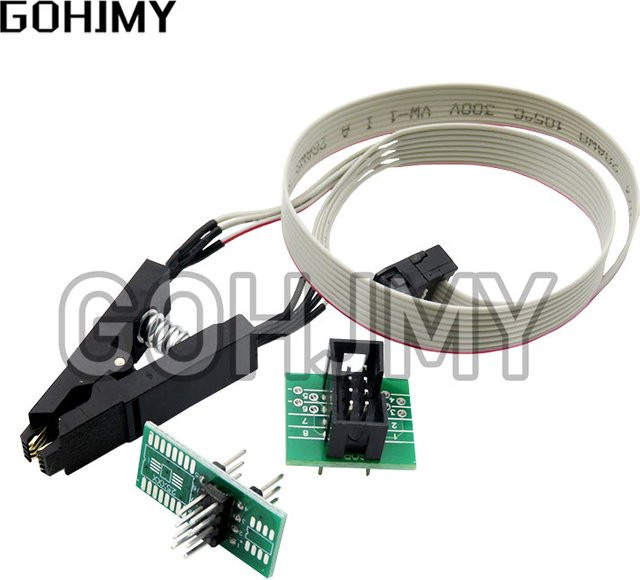 GOHJMY CH341A USB Programmiermodul DIY KIT für EEPROM Flash BIOS 24 25 Serie inklusive SOIC8 SOP8 Testclip und 1,8 V Adapter, Multicolor - Bild 1
