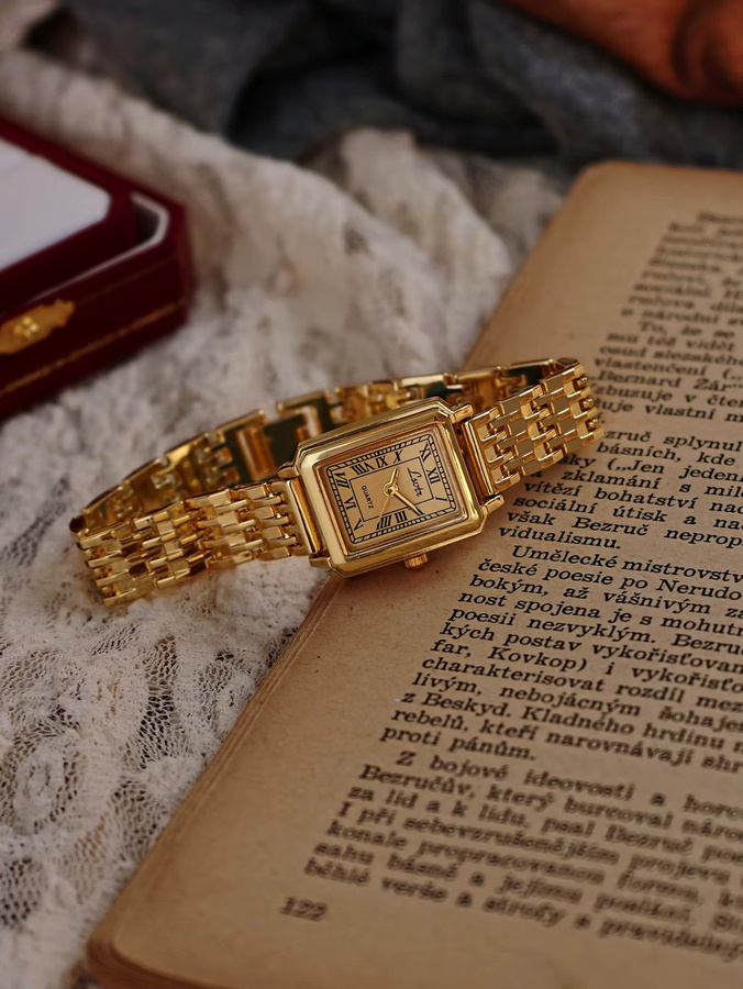 LSVTR Armbanduhr, Quarz, Edelstahl, Gold, Rechteckig, Damen - Bild 2