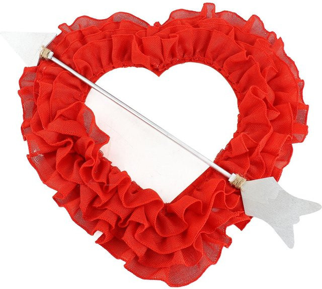DIYelecs Romantischer Herz-Hängekranz in Rot mit Pfeil und Rüschen für Valentinstag oder Hochzeit - Bild 1