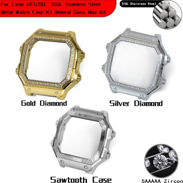 Casio Uhrengehäuse Edelstahl, Silber, Diamant, Unisex - Bild 1