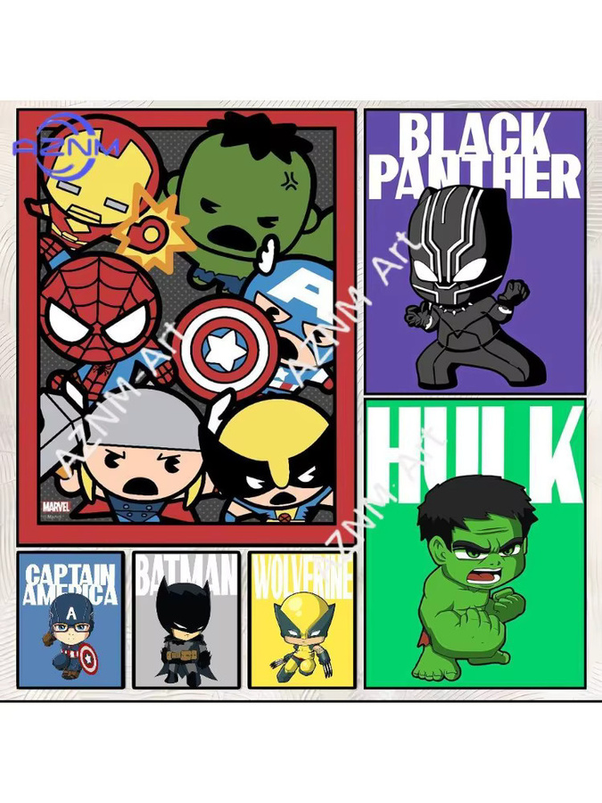 KAYOU Selbstklebendes Cartoon Superhelden Poster aus Papier, Mehrfarbig, Rechteckig - Bild 5