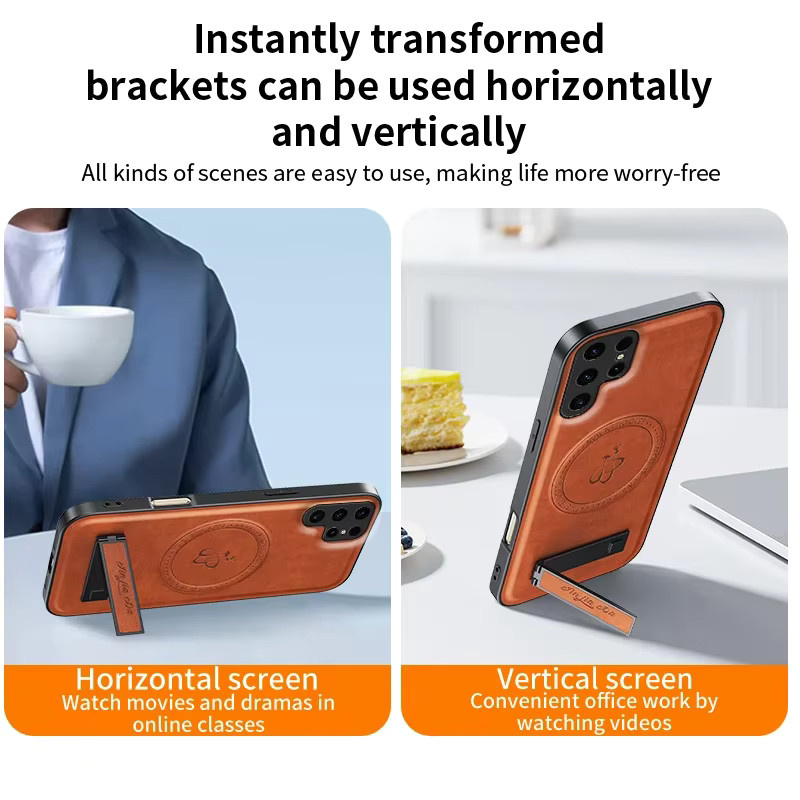 Magnetische Leder Softcase-Hülle für Samsung Galaxy S22 S23 S24 S25 S26 Ultra und S21 S22 S23 S24 S25 S26 FE Modelle in Schwarz mit kabelloser Ladefunktion - Bild 4