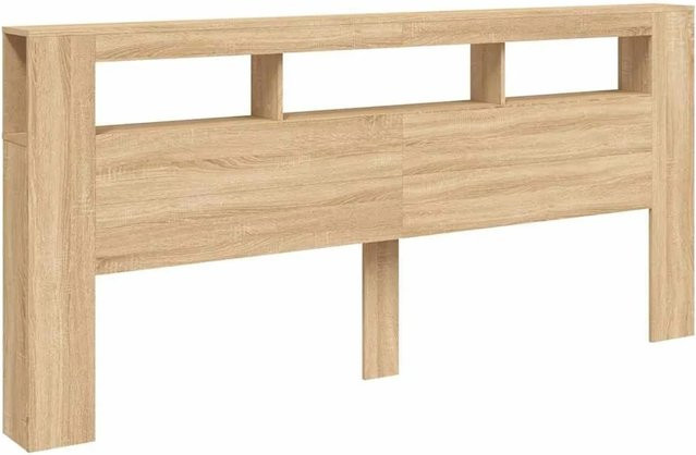 vidaXL LED-Kopfteil Sonoma Eiche mit USB-Ladeport, Wandmontage, Braun, B: 220 cm, T: 18,5 cm, H: 103,5 cm - Bild 1