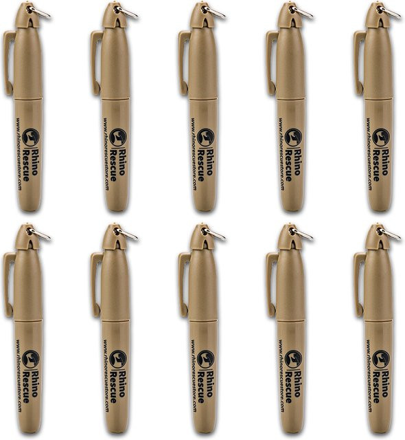 Rhino Rescue Tactical Pen aus Metall in Beige mit Tinte - Bild 1