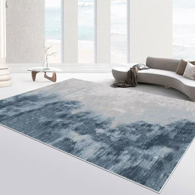 Wucifang Jewelry Moderner Teppich in Gold und Blau, Abstraktes Design, Rutschfest und Waschbar, B/T: 90 x 60 cm - Bild 1