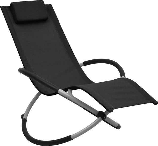 vidaXL Kinder-Sonnenliege aus Stahl und Textilene in Schwarz und Grau mit verstellbarer Kopfstütze, B/T/H: 121,0 x 59,5 x 60,5 cm - Bild 1